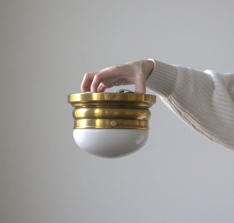 by Visual Comfort Small Brass Crown Flush Mount