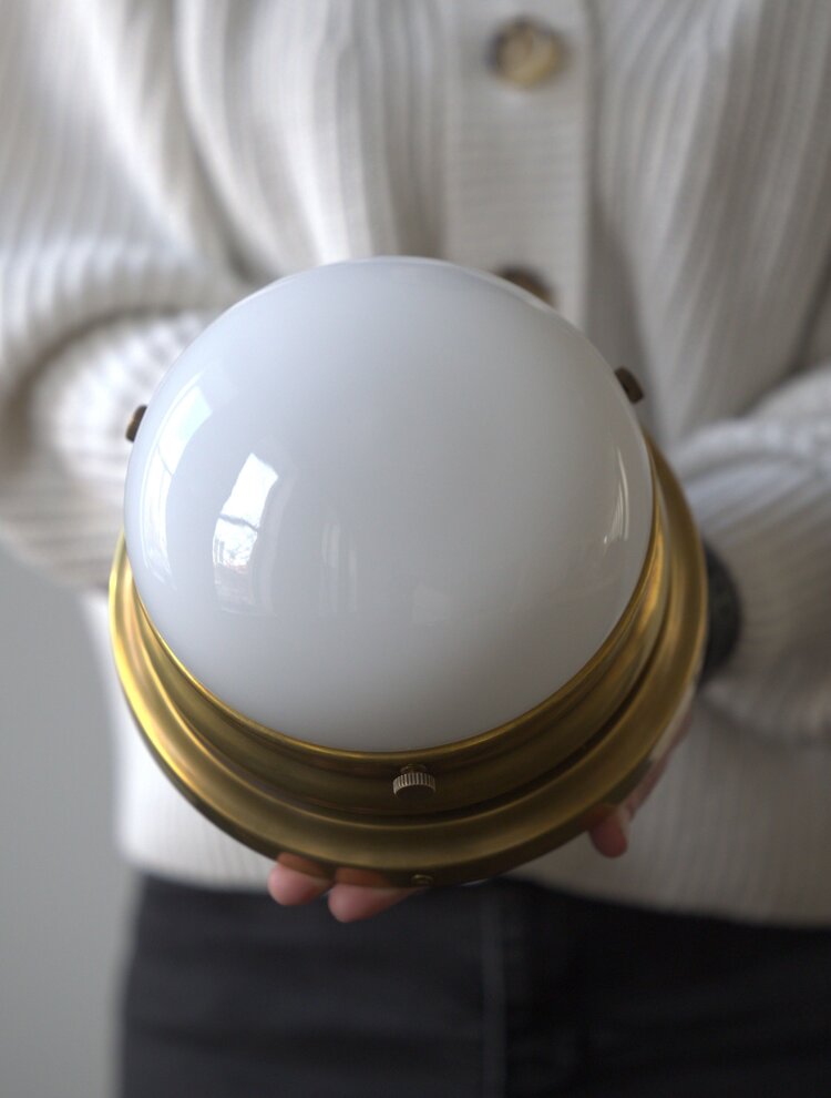 by Visual Comfort Small Brass Crown Flush Mount