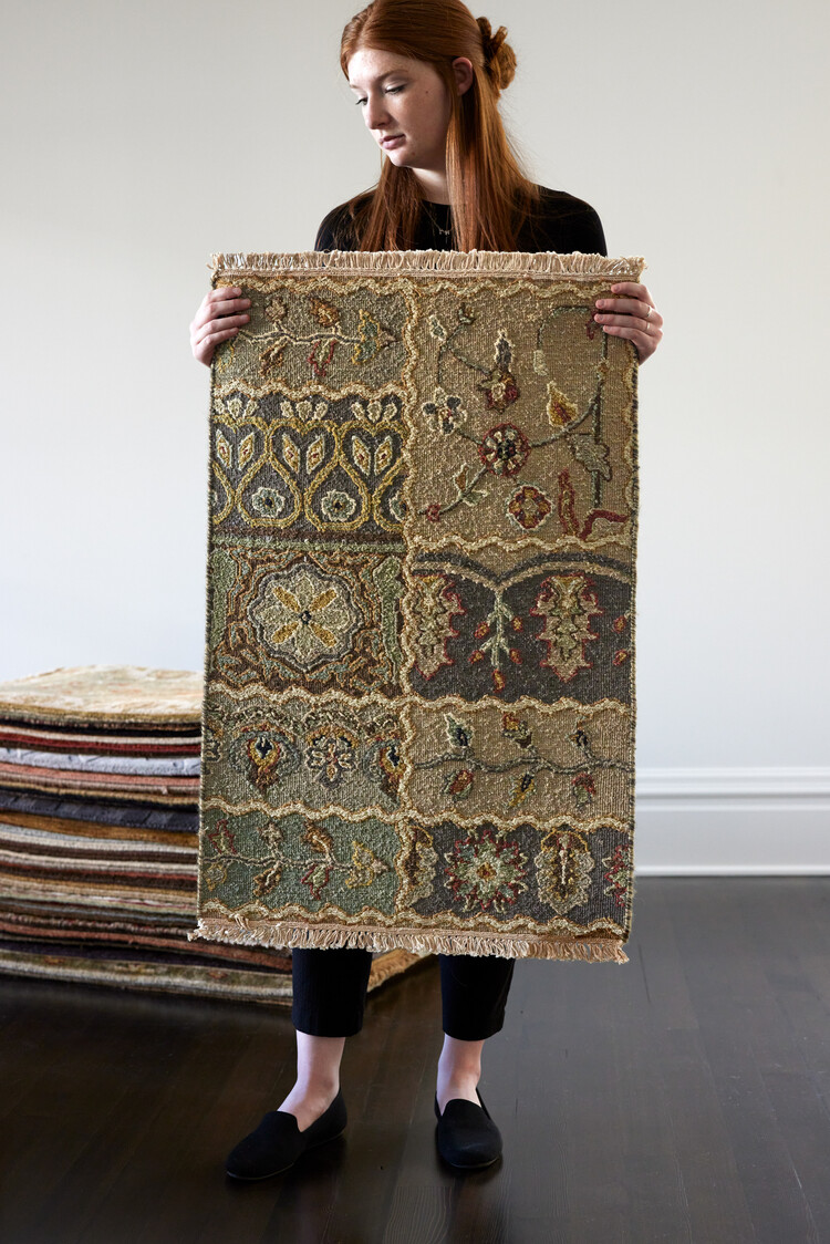 Green Patchwork Rug: 2’ x 3’ - KTY