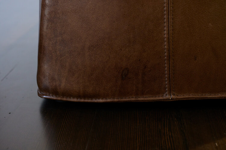 Medium Leather Ottoman