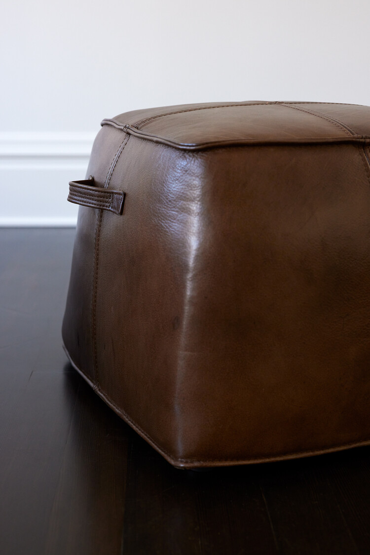Medium Leather Ottoman