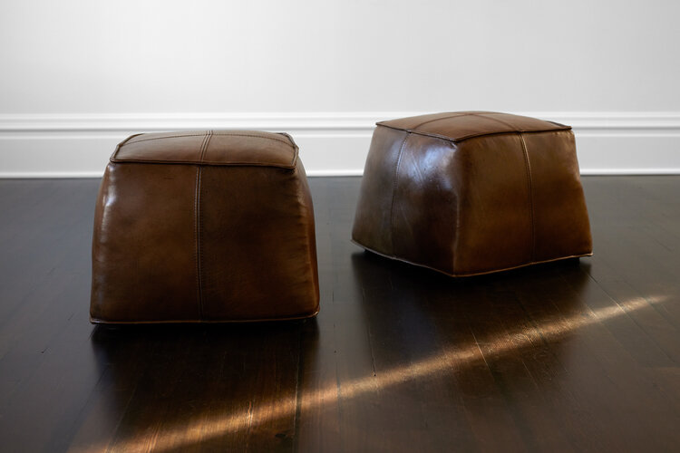 Medium Leather Ottoman