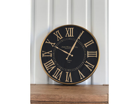20" Black & Gold Round European Wall Clock - KKI