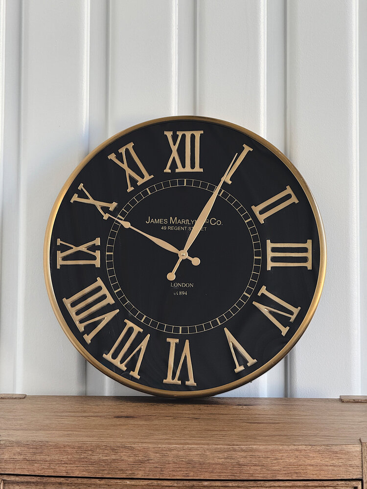 20" Black & Gold Round European Wall Clock - KKI
