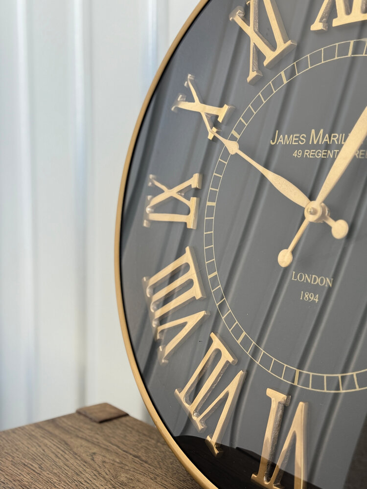 20" Black & Gold Round European Wall Clock - KKI