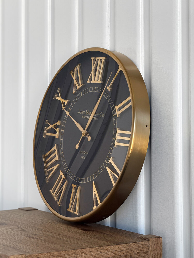 20" Black & Gold Round European Wall Clock - KKI