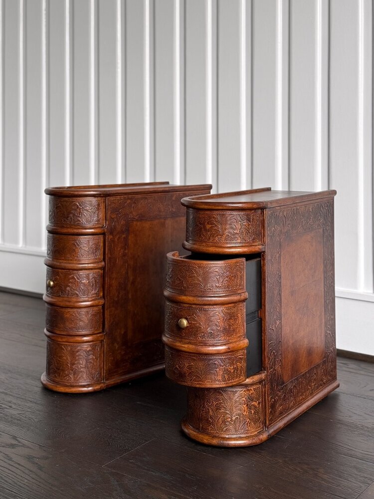 Barnes Leather Book Side Table - SRD