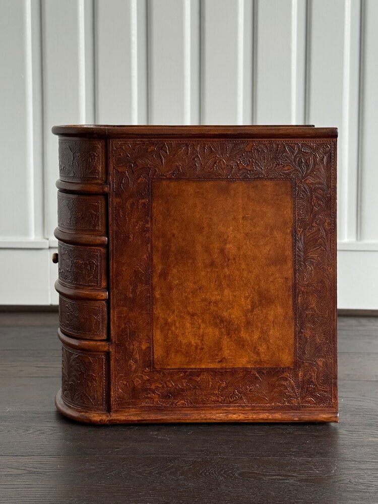 Barnes Leather Book Side Table - SRD
