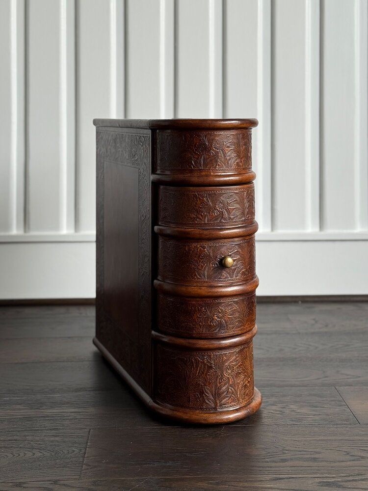 Barnes Leather Book Side Table - SRD