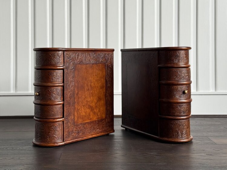 Barnes Leather Book Side Table - SRD