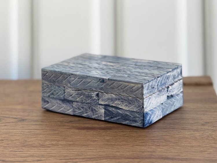 Blue Chevron Bone Box: Medium - AS