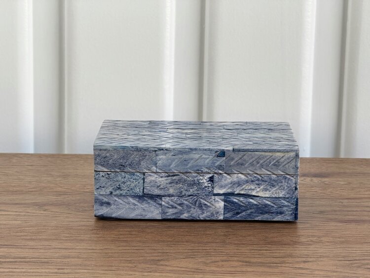 Blue Chevron Bone Box: Medium - AS