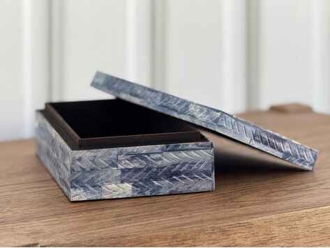 Blue Chevron Bone Box: Medium - AS