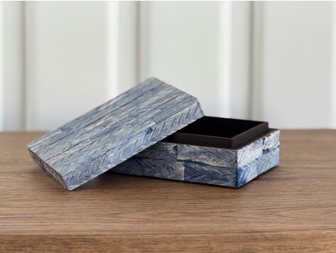 Blue Chevron Bone Box: Small - AS