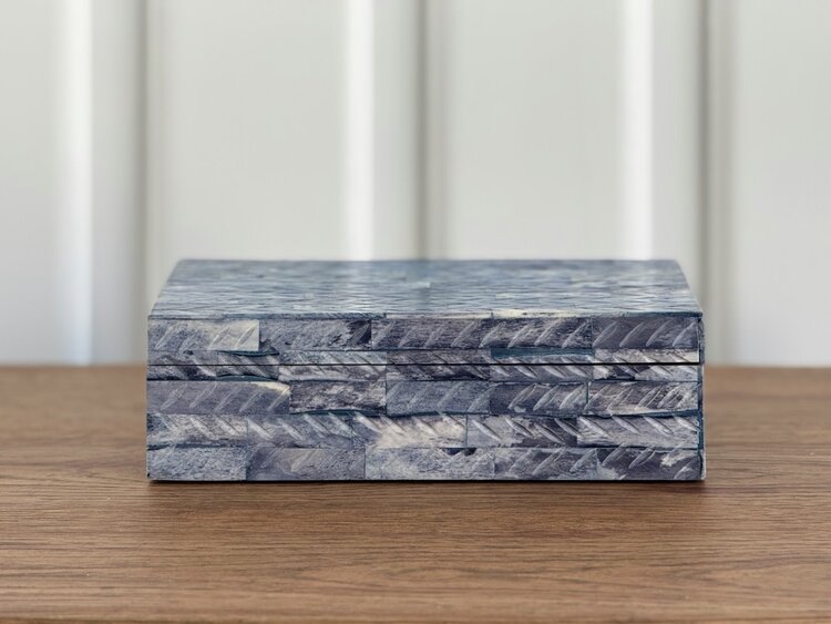 Blue Chevron Bone Box: Small - AS