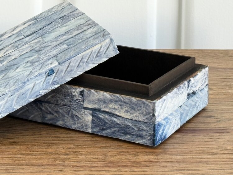 Blue Chevron Bone Box: Small - AS