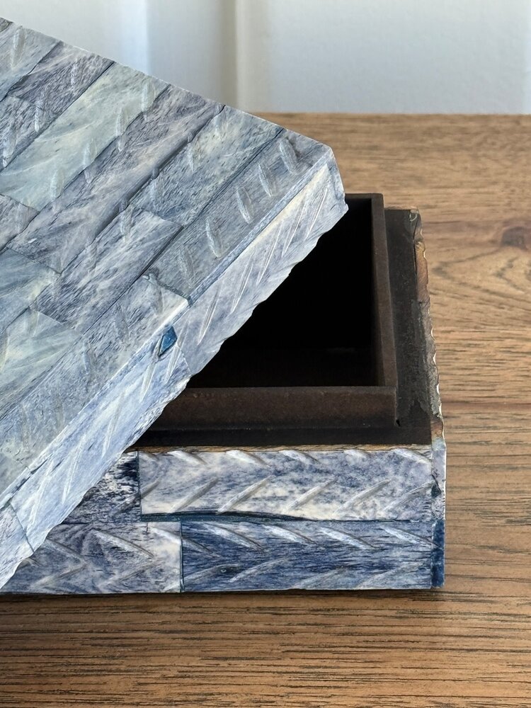 Blue Chevron Bone Box: Small - AS