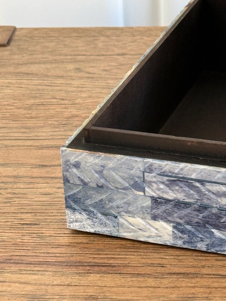 Blue Chevron Bone Box: Small - AS