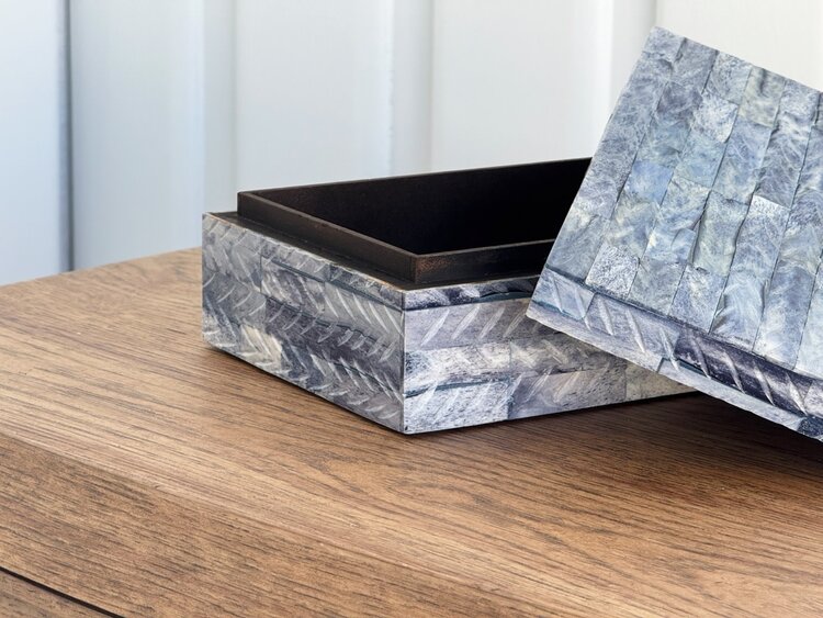 Blue Chevron Bone Box: Small - AS