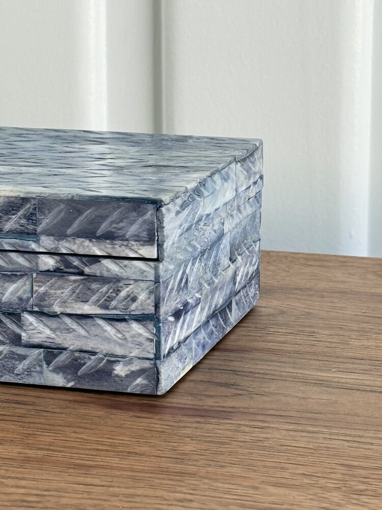 Blue Chevron Bone Box: Small - AS
