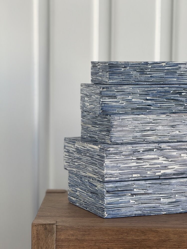 Blue Textured Bone Box: Medium - AS