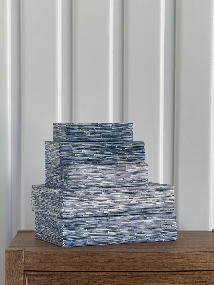 Blue Textured Bone Box: Small - AS