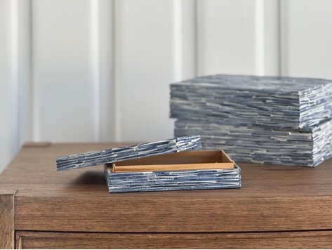 Blue Textured Bone Box: Small - AS