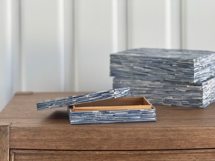 Blue Textured Bone Box: Small - AS