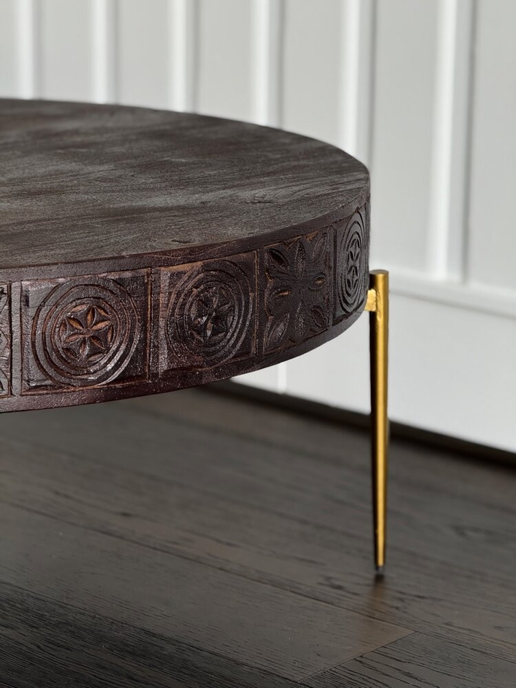 Carved Round Cocktail Table