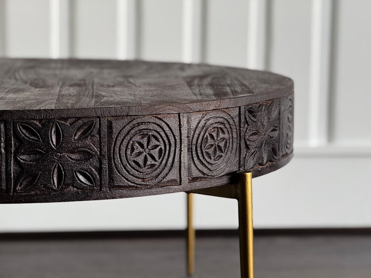 Carved Round Cocktail Table