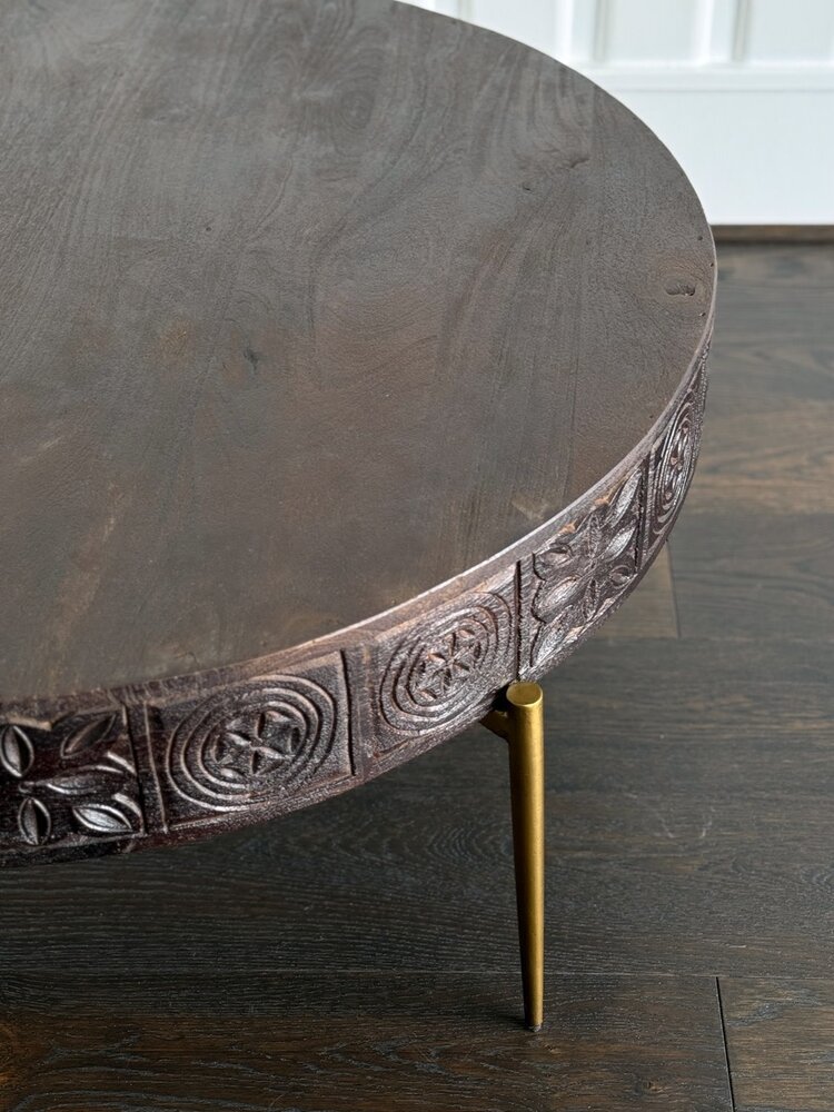 Carved Round Cocktail Table