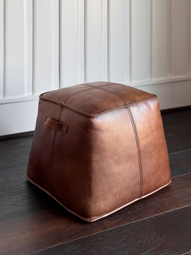 Medium Leather Ottoman