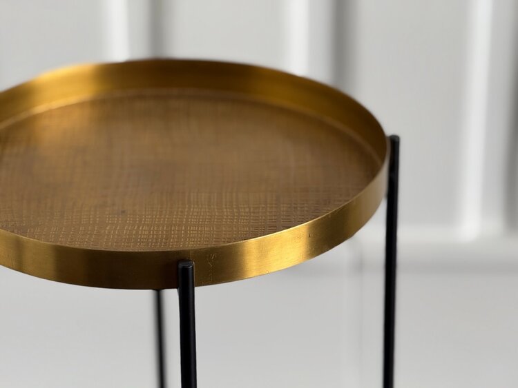 Plaid Etched Accent Table: Antique Brass - GV