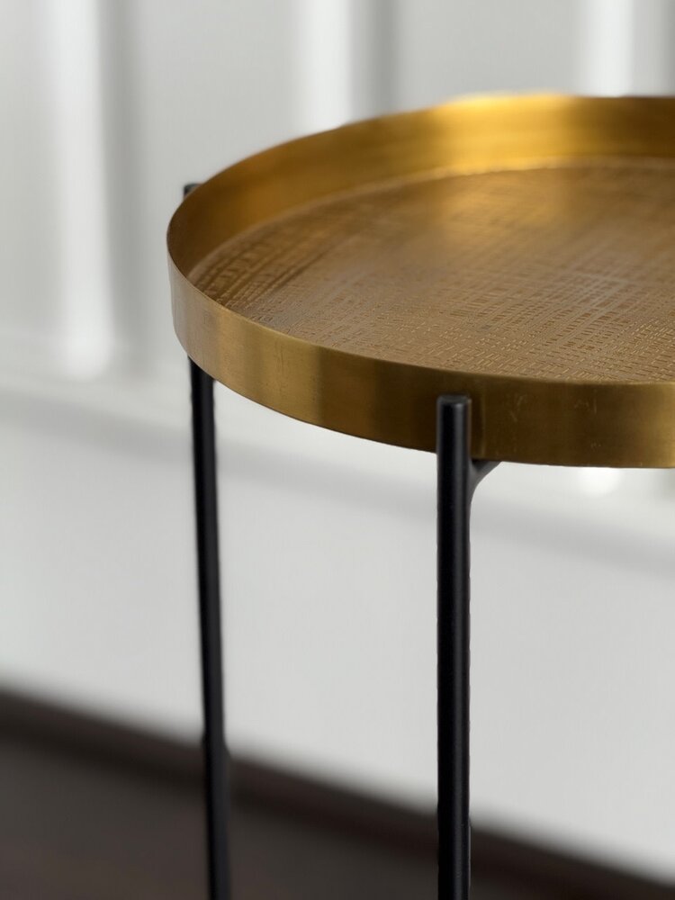 Plaid Etched Accent Table: Antique Brass - GV