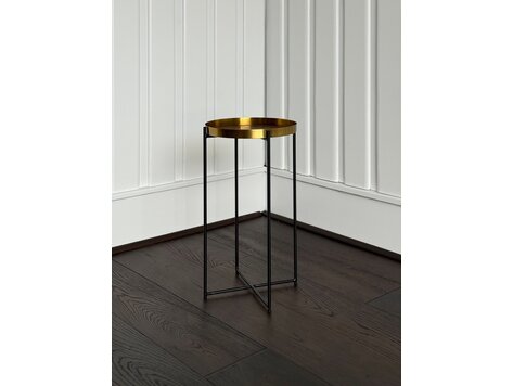 Plaid Etched Accent Table: Antique Brass - GV