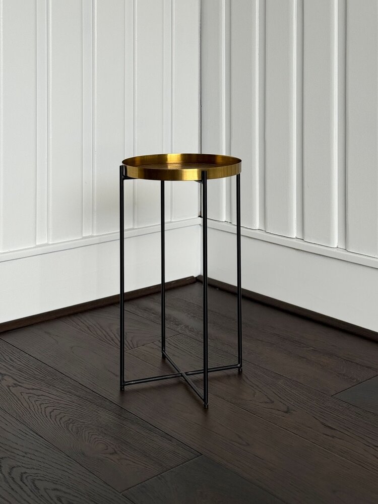 Plaid Etched Accent Table: Antique Brass - GV