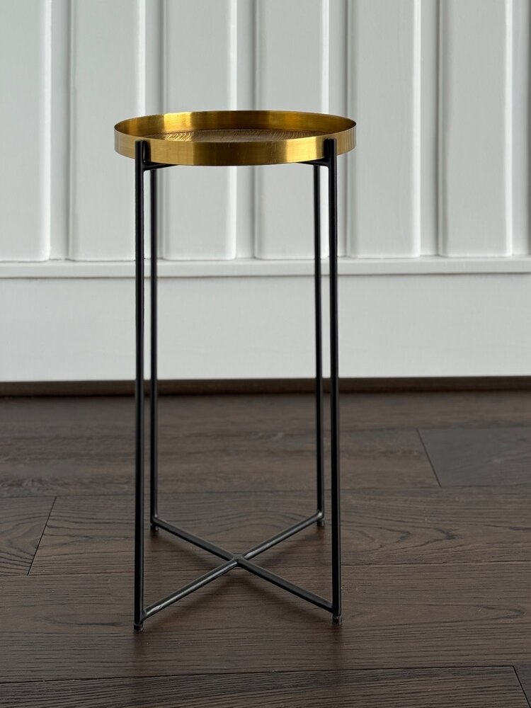 Plaid Etched Accent Table: Antique Brass - GV
