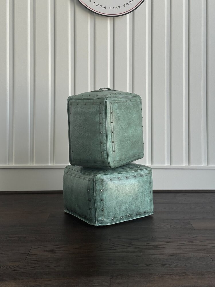 Tacked Ottoman: Turquoise - NWT