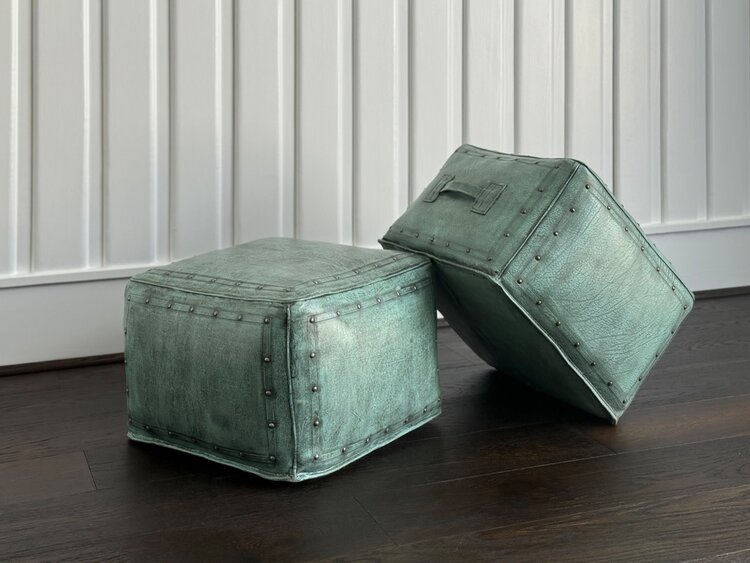 Tacked Ottoman: Turquoise - NWT