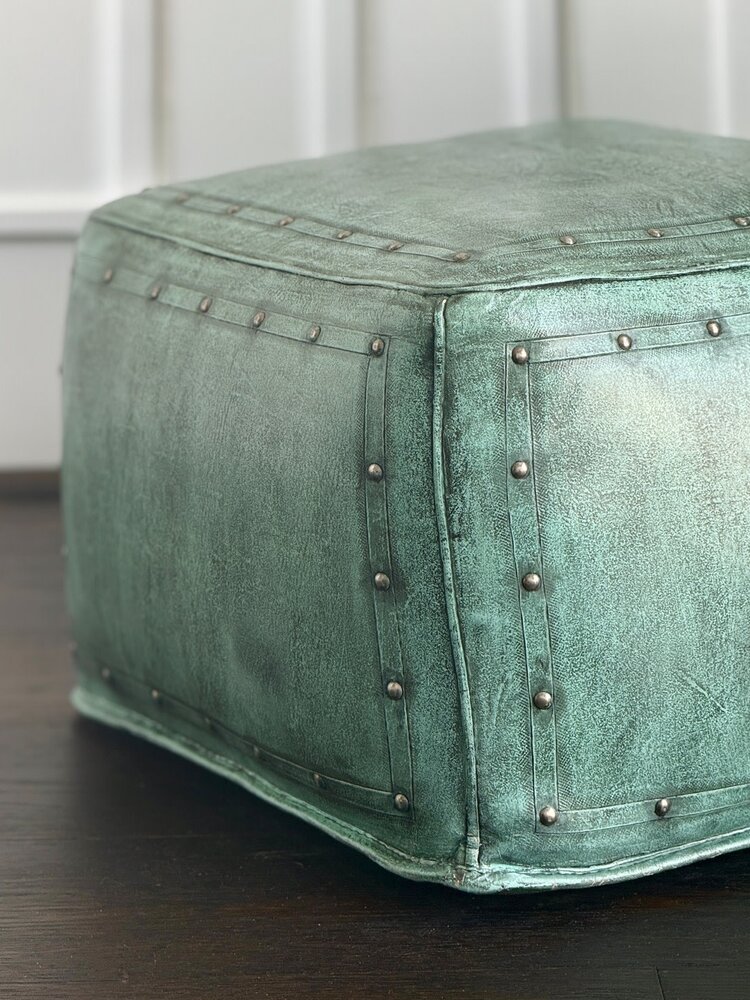 Tacked Ottoman: Turquoise - NWT