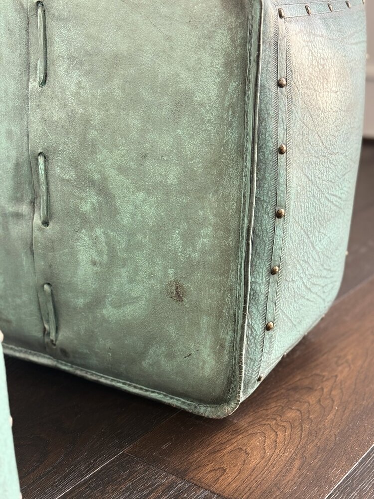 Tacked Ottoman: Turquoise - NWT