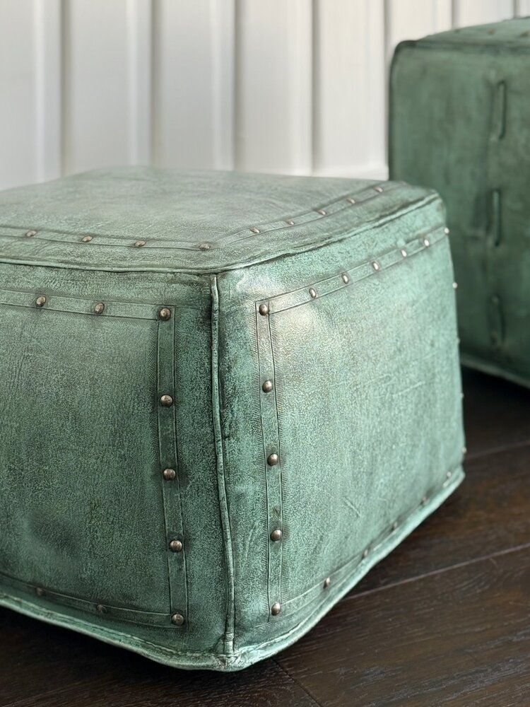 Tacked Ottoman: Turquoise - NWT