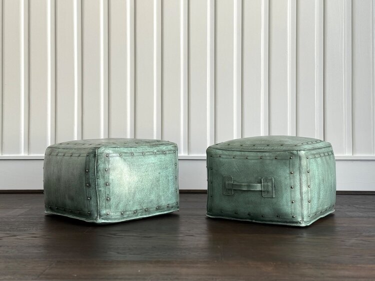 Tacked Ottoman: Turquoise - NWT