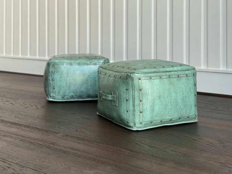 Tacked Ottoman: Turquoise - NWT