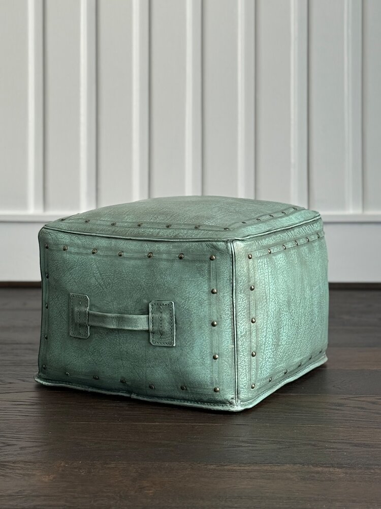 Tacked Ottoman: Turquoise - NWT