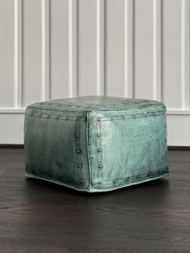 Tacked Ottoman: Turquoise - NWT