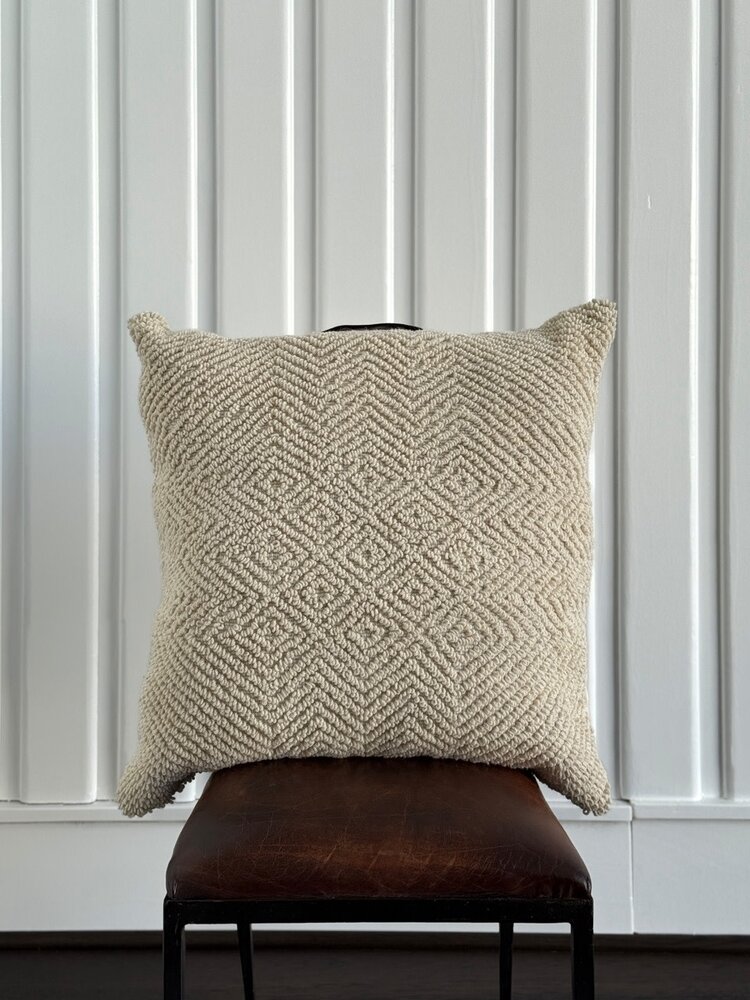 Cream Phaedra Brocade Wool Floor Cushion - FH