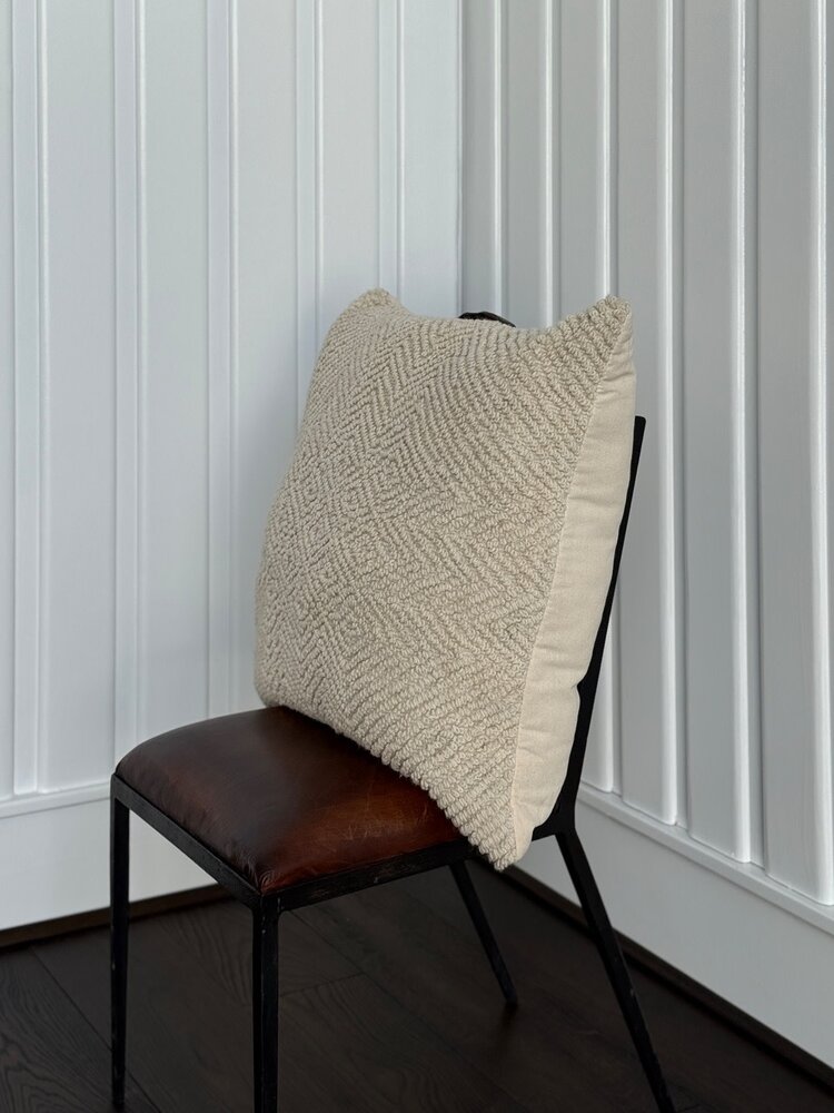 Cream Phaedra Brocade Wool Floor Cushion - FH