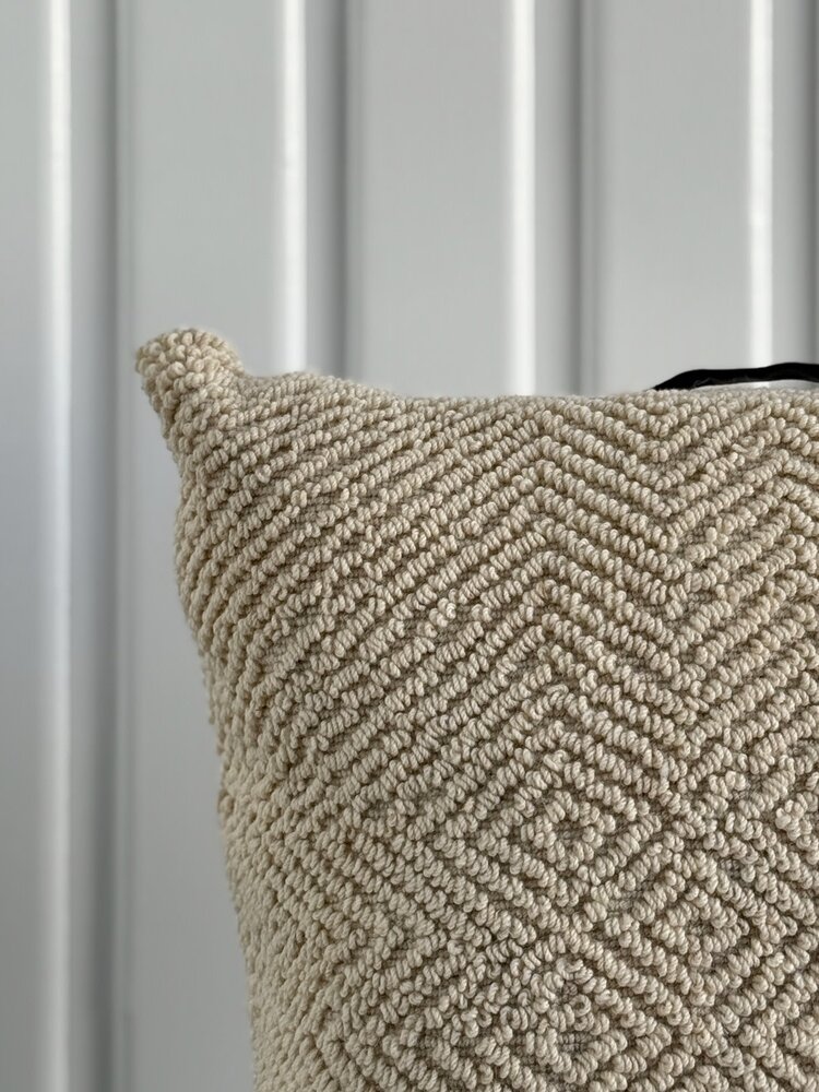 Cream Phaedra Brocade Wool Floor Cushion - FH