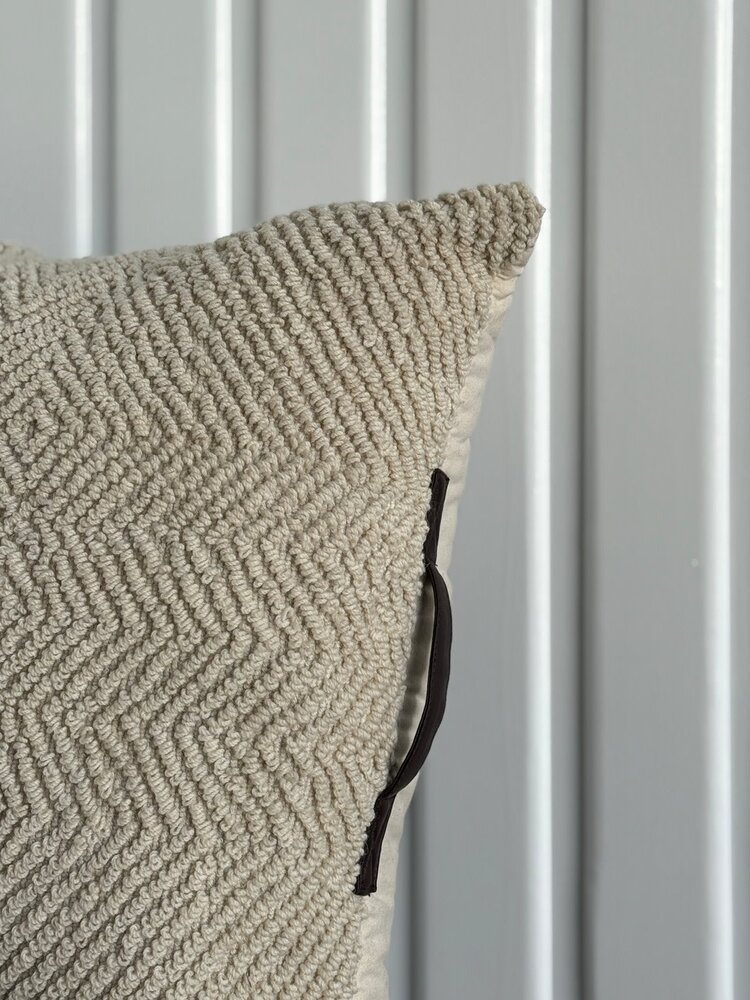 Cream Phaedra Brocade Wool Floor Cushion - FH